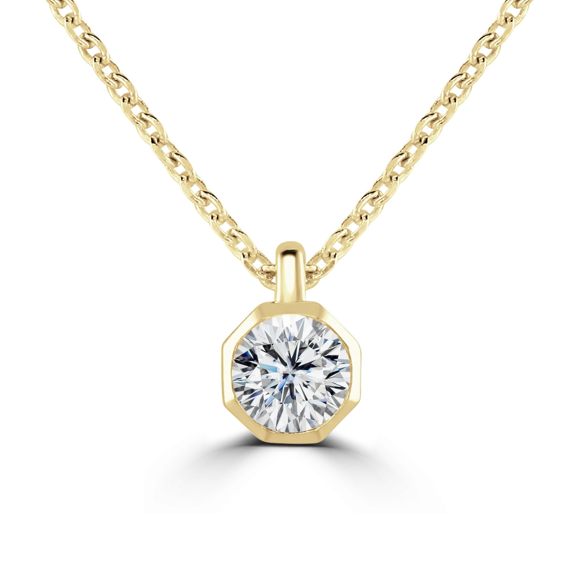 18ct Yellow Gold 0.30ct Diamond Solitaire Octagonal Necklace