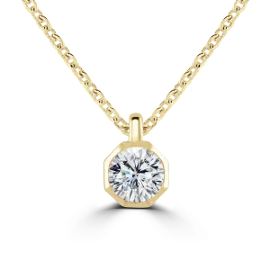 18ct Yellow Gold 0.30ct Diamond Solitaire Octagonal Necklace