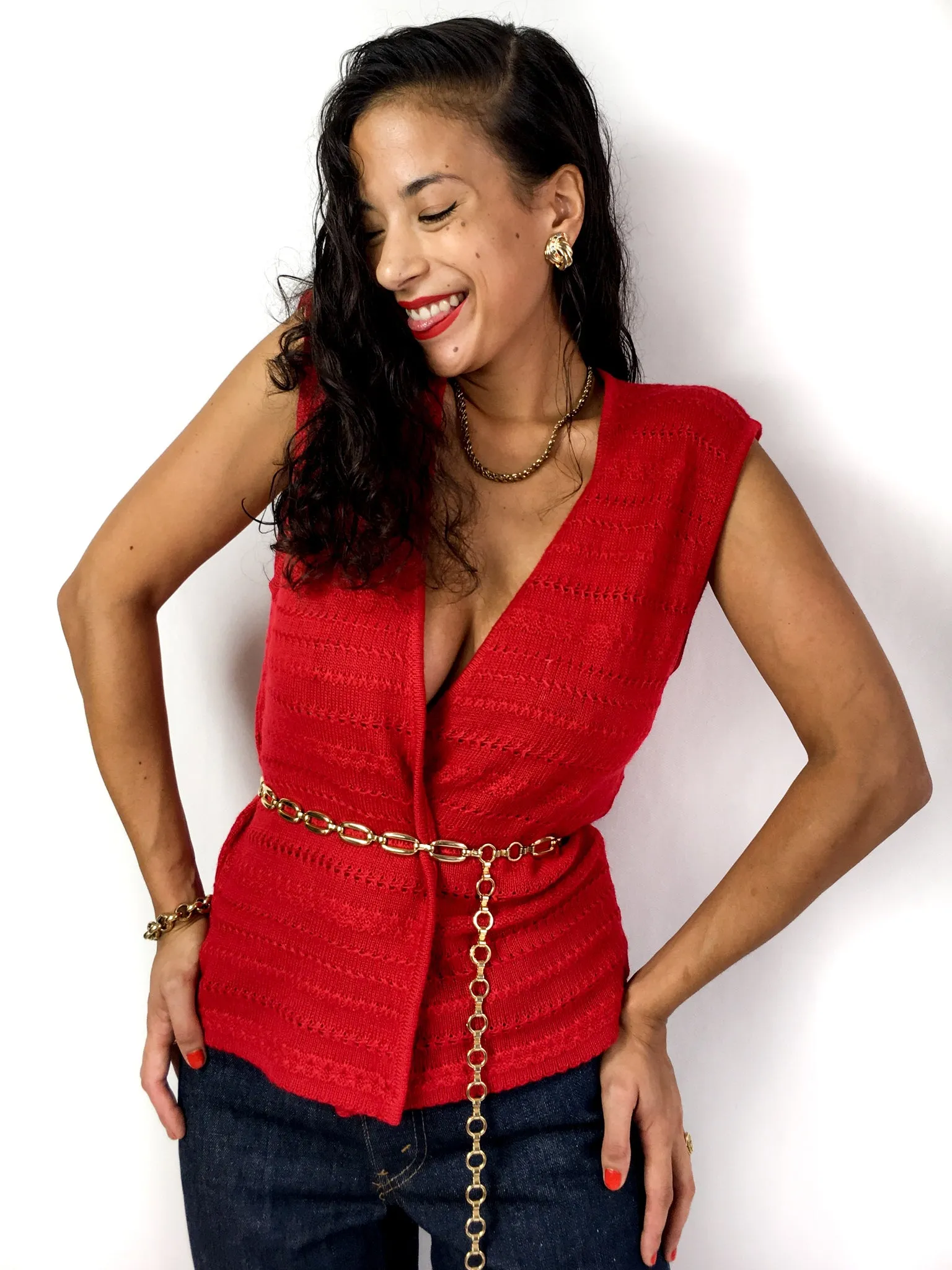 80s vintage knit vest, no closure