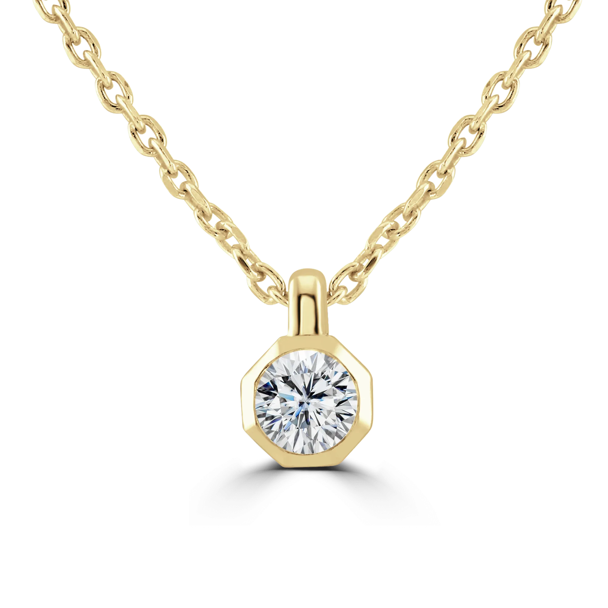 9ct Yellow Gold 0.15ct Lab Grown Diamond Solitaire Octagonal Necklace