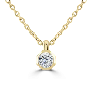 9ct Yellow Gold 0.15ct Lab Grown Diamond Solitaire Octagonal Necklace