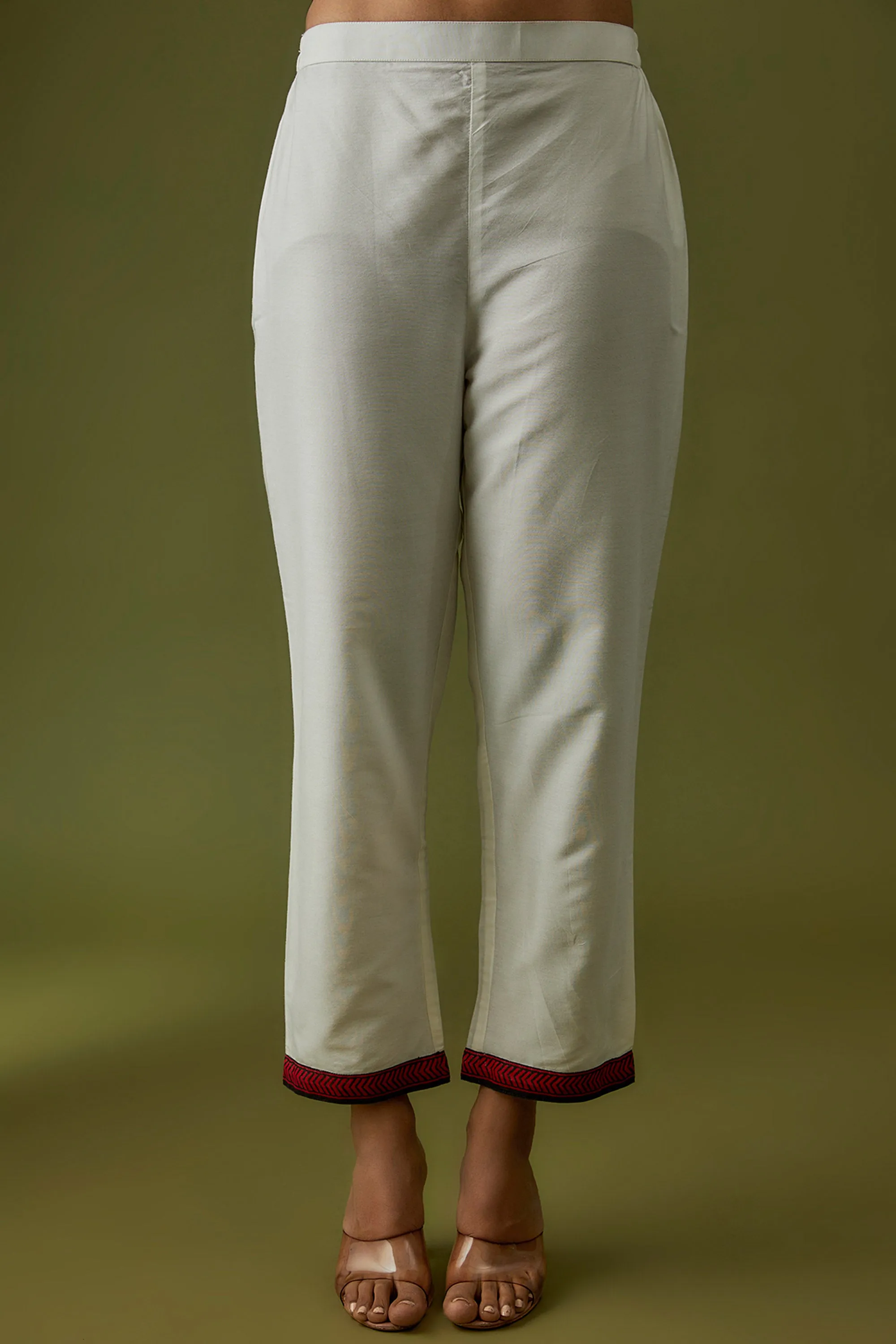 All Over Hand Embroidered Motif Cotton Silk Kurta Pant Set