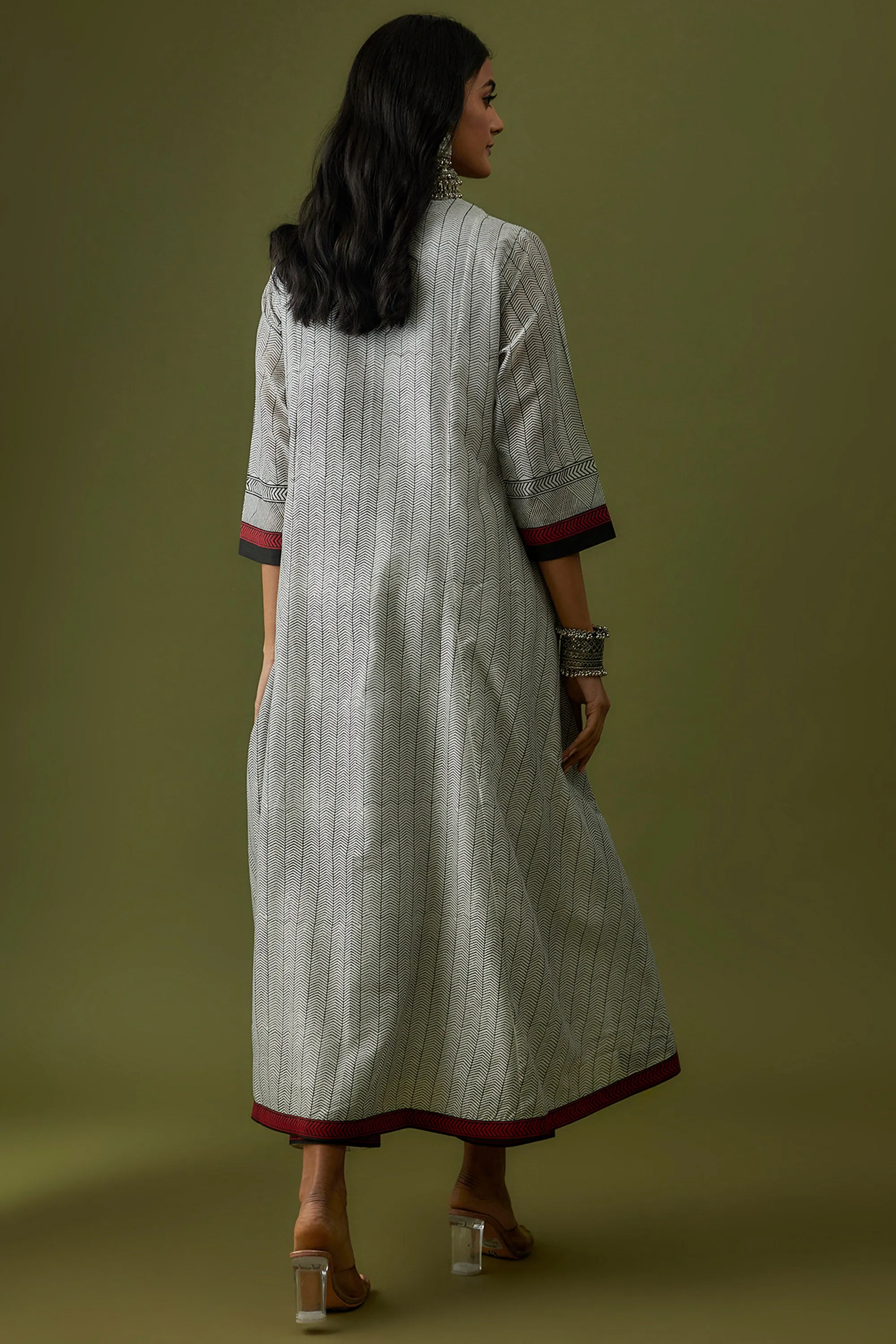 All Over Hand Embroidered Motif Cotton Silk Kurta Pant Set