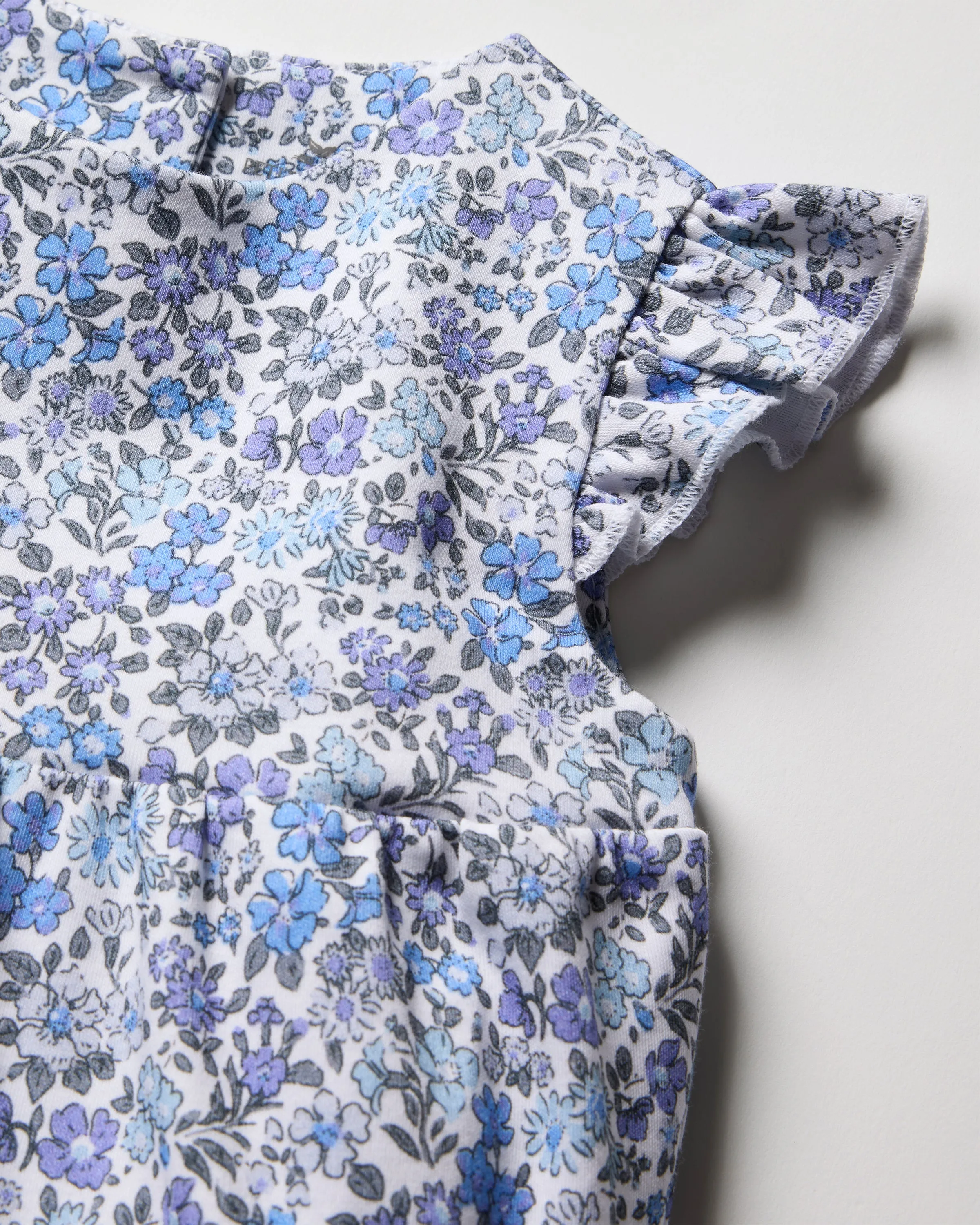 Baby Girl Pima Play Romper in Fleur d'Azur