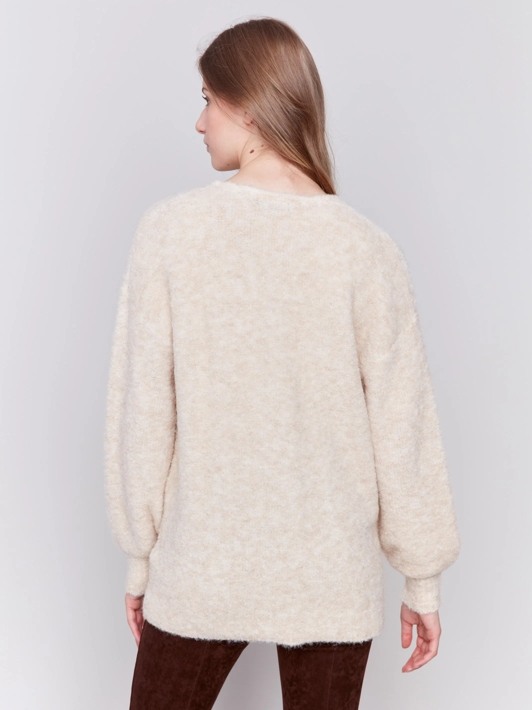 Boucle Knit Cardigan - Beige - H-Beige