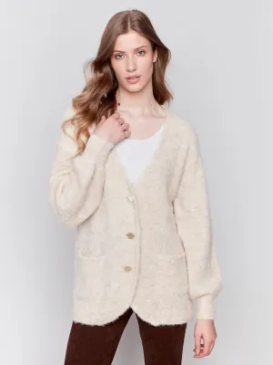 Boucle Knit Cardigan - Beige - H-Beige