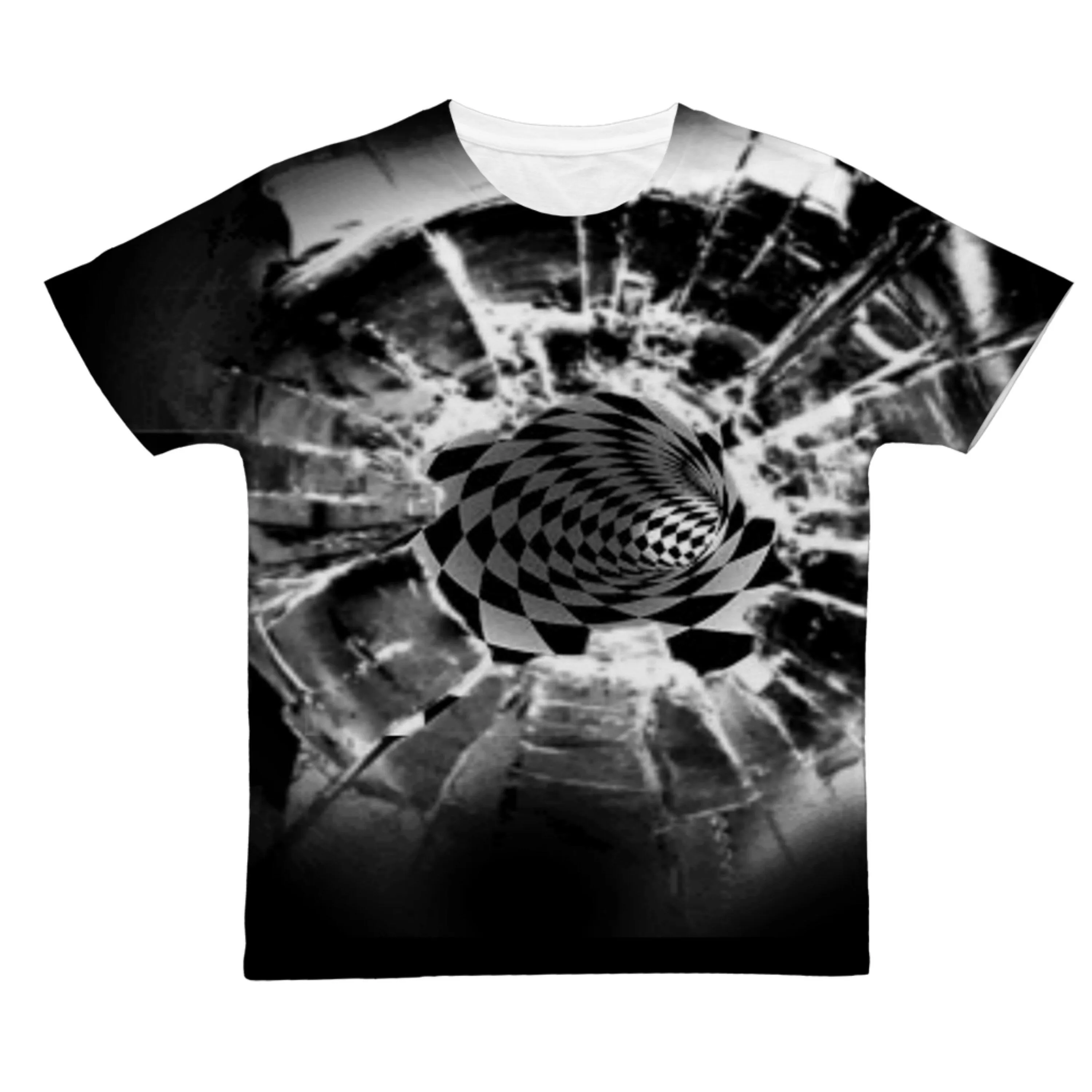 Bullet Hole Vortex Kids,Teen/Youth T-Shirt Optical illusion,Black/White Hypnotic Unisex T-shirt, Thanksgiving/bday/christmas gift