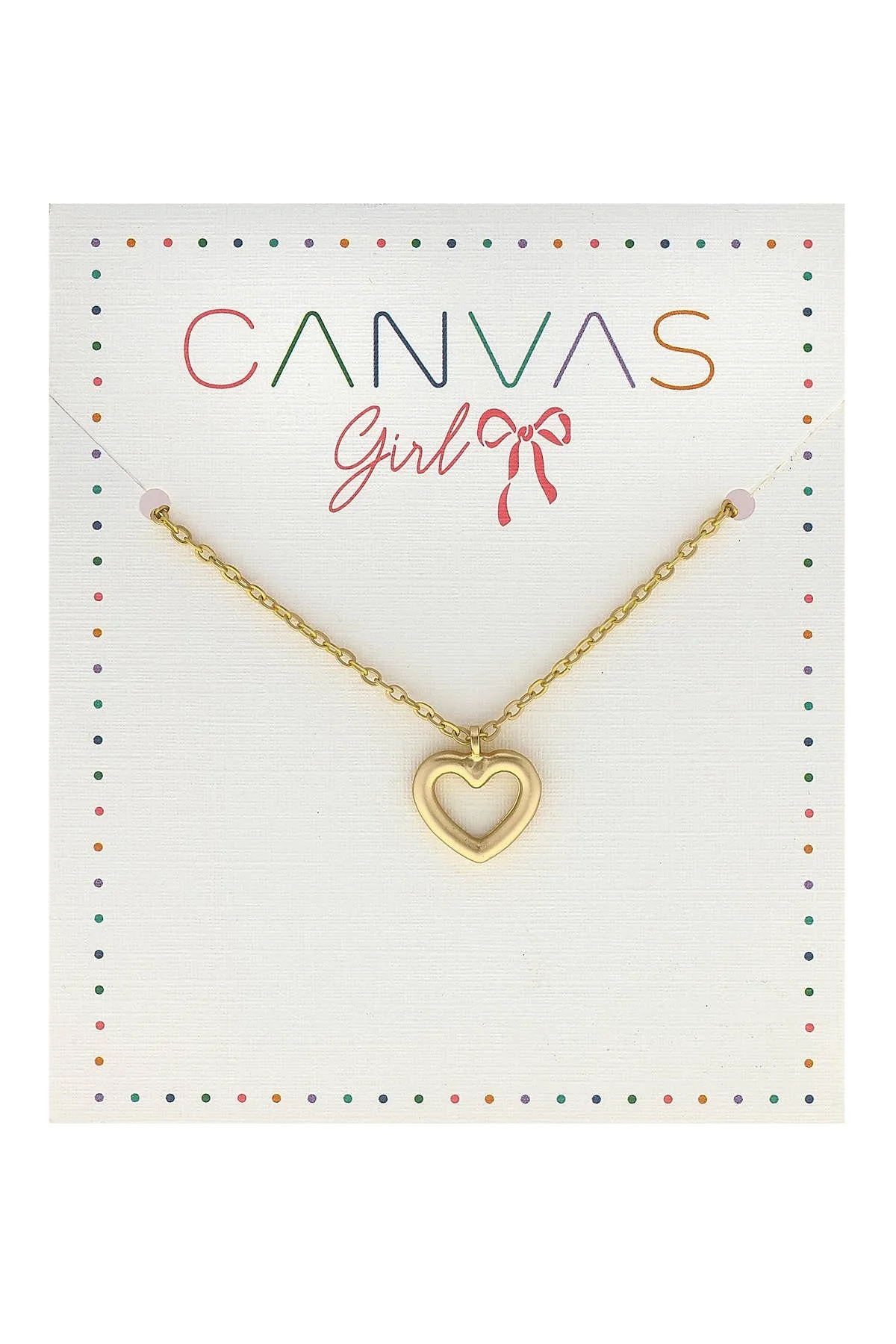Canvas Style - Clementine Open Heart Children's Necklace in Worn Gold