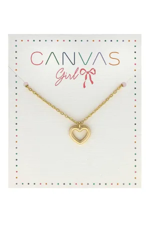 Canvas Style - Clementine Open Heart Children's Necklace in Worn Gold
