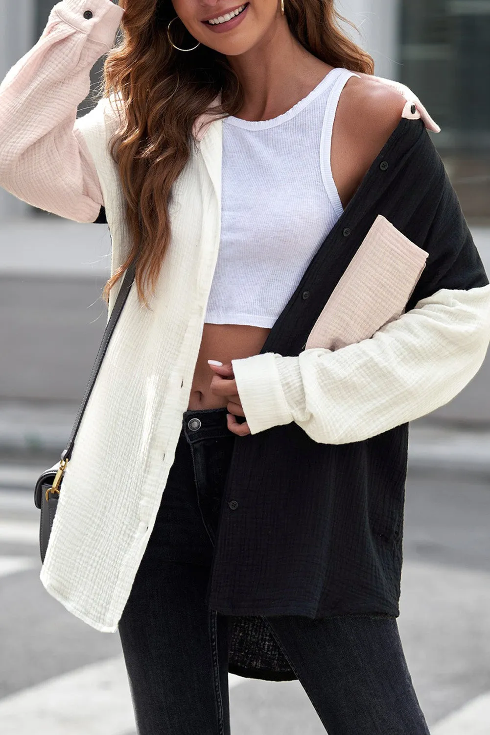 Casual Solid Linen Long Sleeve Lapel Blouse