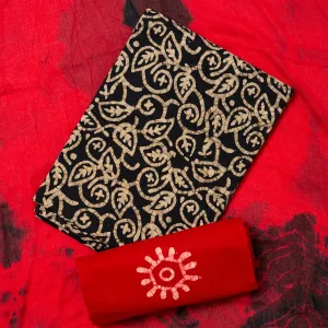 Cotton Batik Churidhar Material Set (Black)