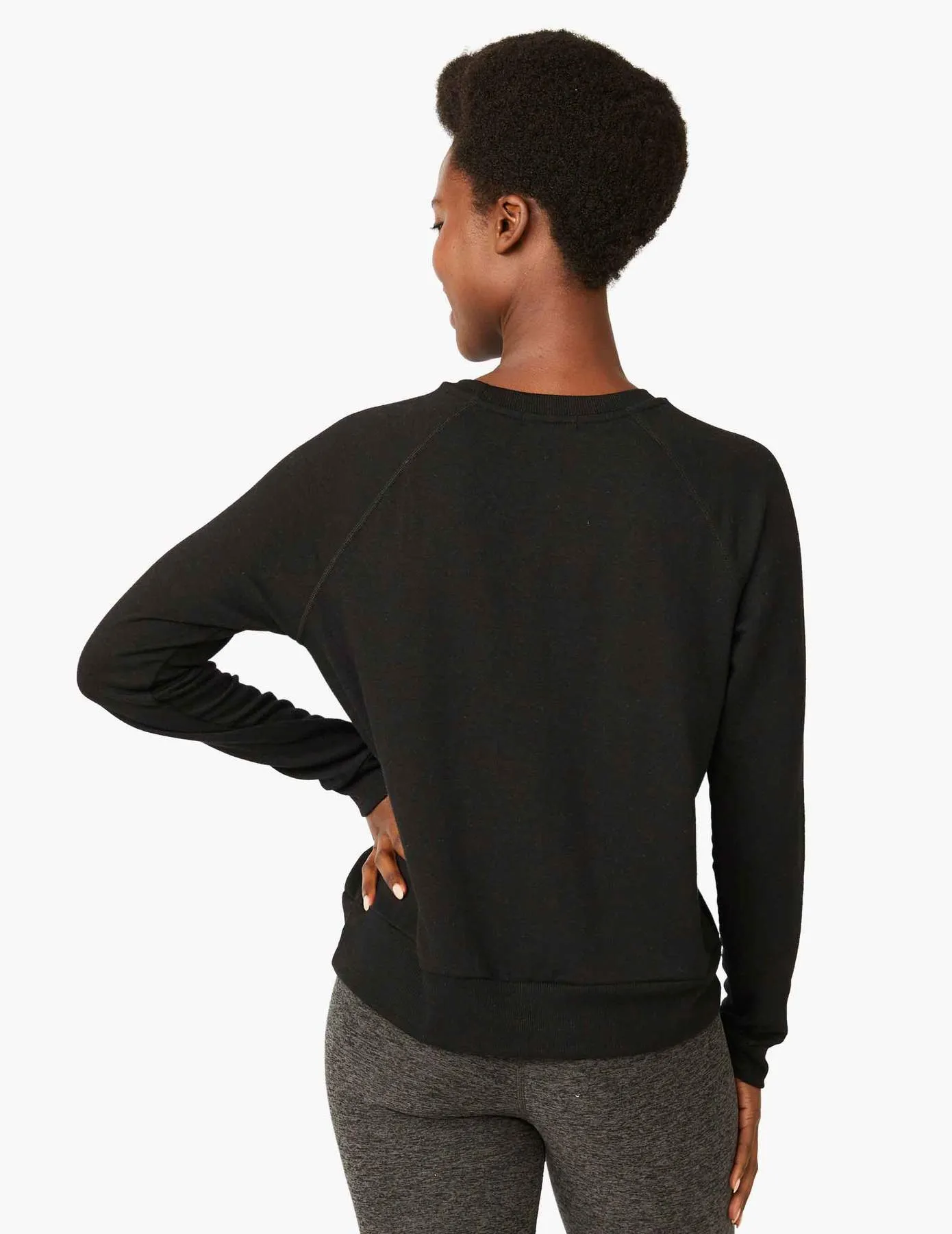 Cozy Fleece Favorite Raglan Crew Sweatshirt- Black