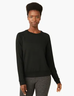 Cozy Fleece Favorite Raglan Crew Sweatshirt- Black