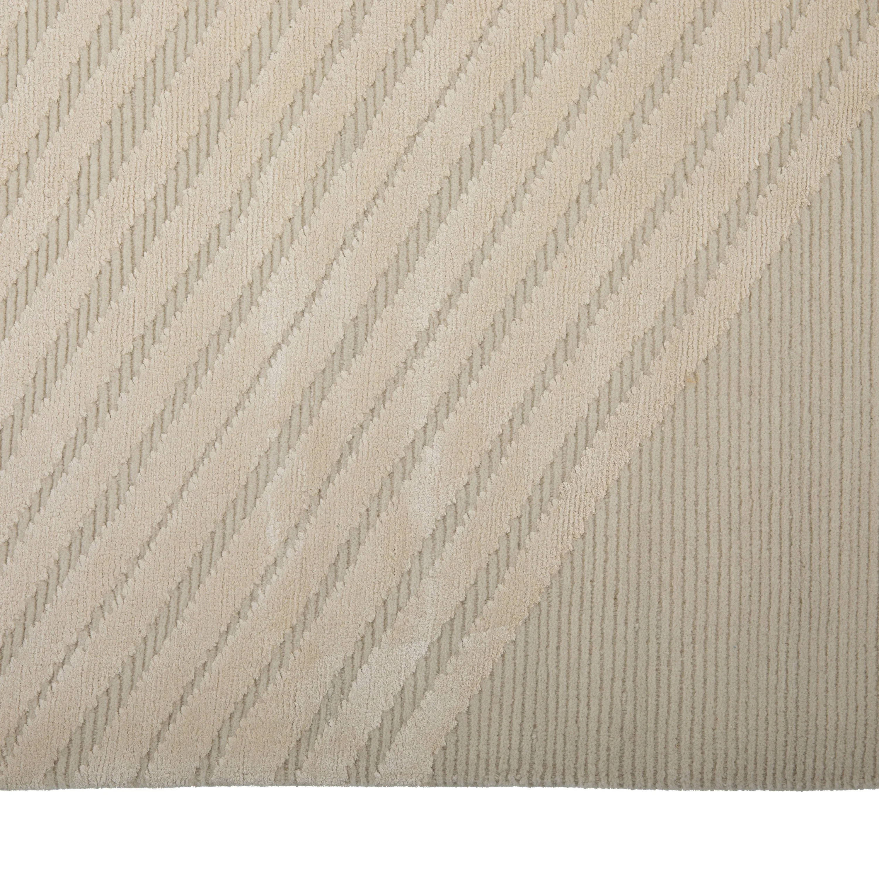 Cream Contemporary Wool Silk Linen Blend Rug - 9' x 12'