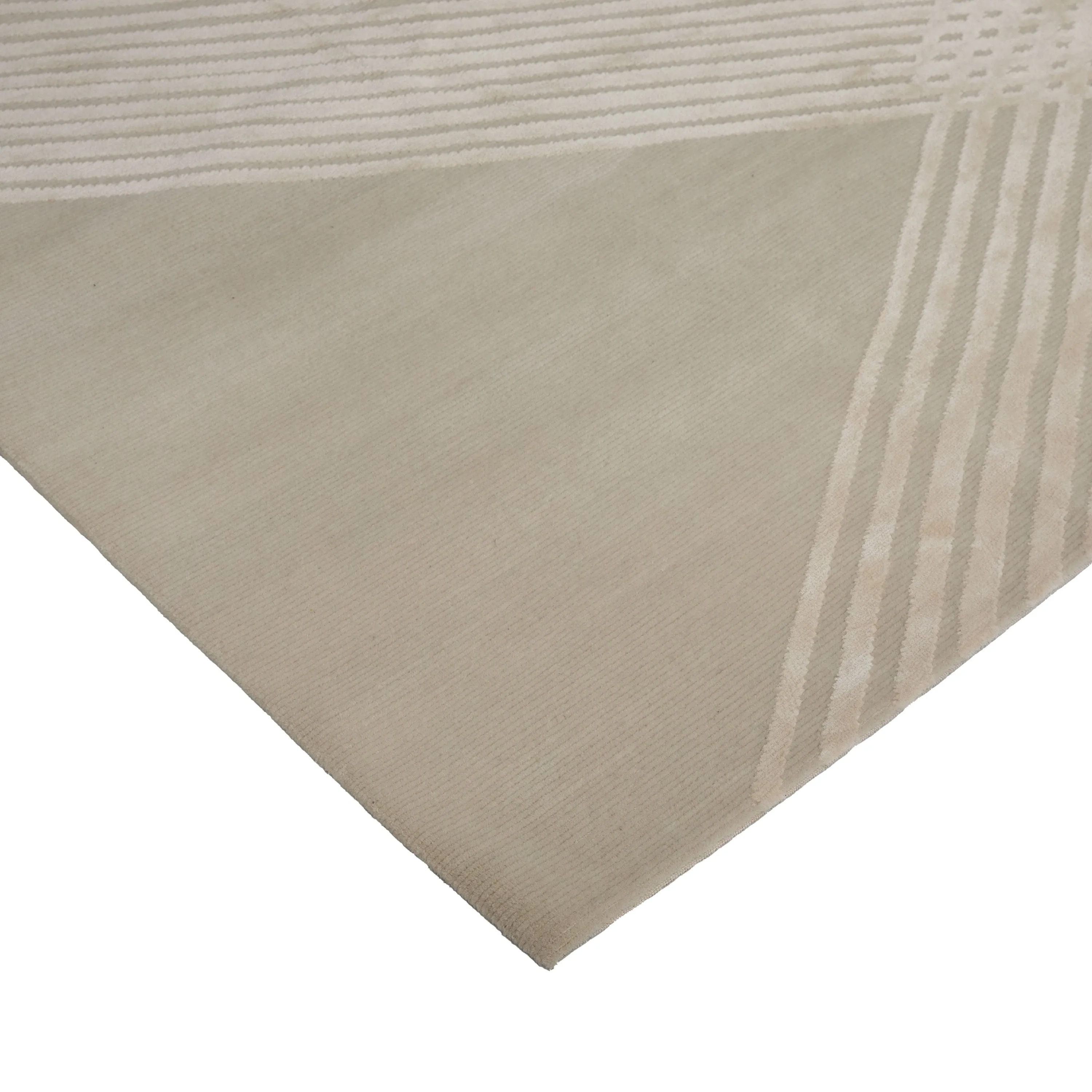 Cream Contemporary Wool Silk Linen Blend Rug - 9' x 12'