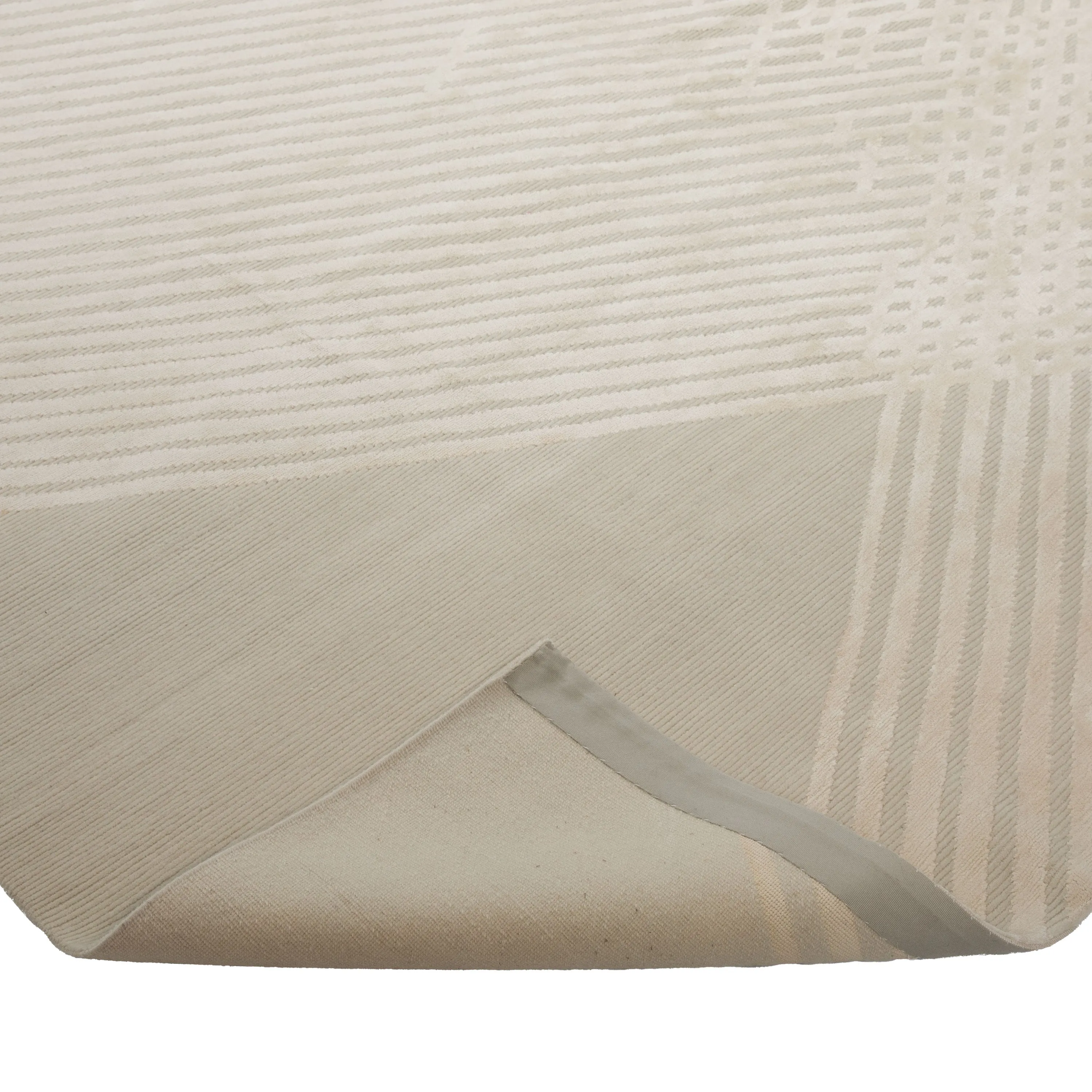 Cream Contemporary Wool Silk Linen Blend Rug - 9' x 12'