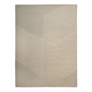 Cream Contemporary Wool Silk Linen Blend Rug - 9' x 12'