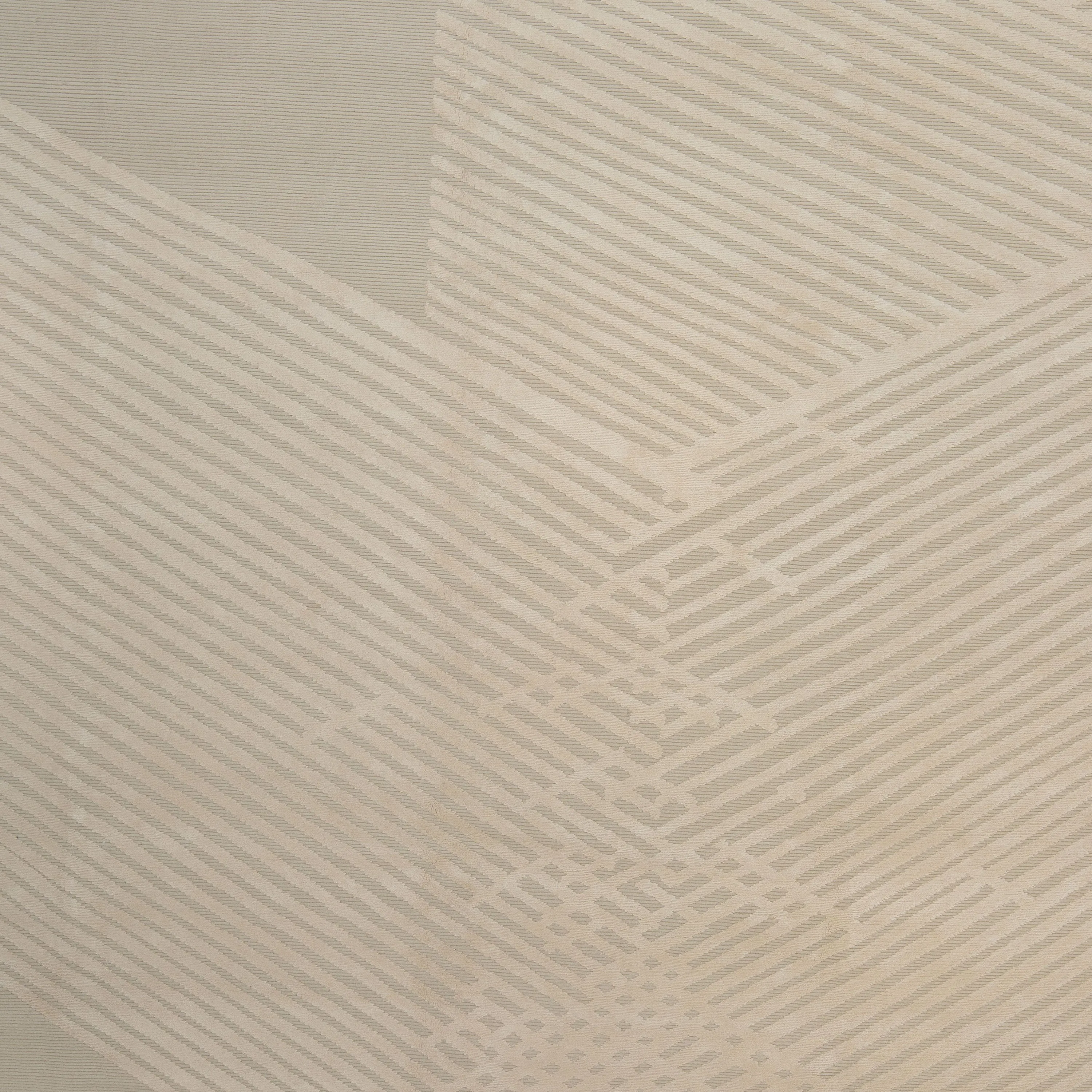 Cream Contemporary Wool Silk Linen Blend Rug - 9' x 12'