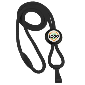 Custom Heavy Duty "No-Twist" Breakaway Black Lanyard with Slider (FF-34H-BLK)
