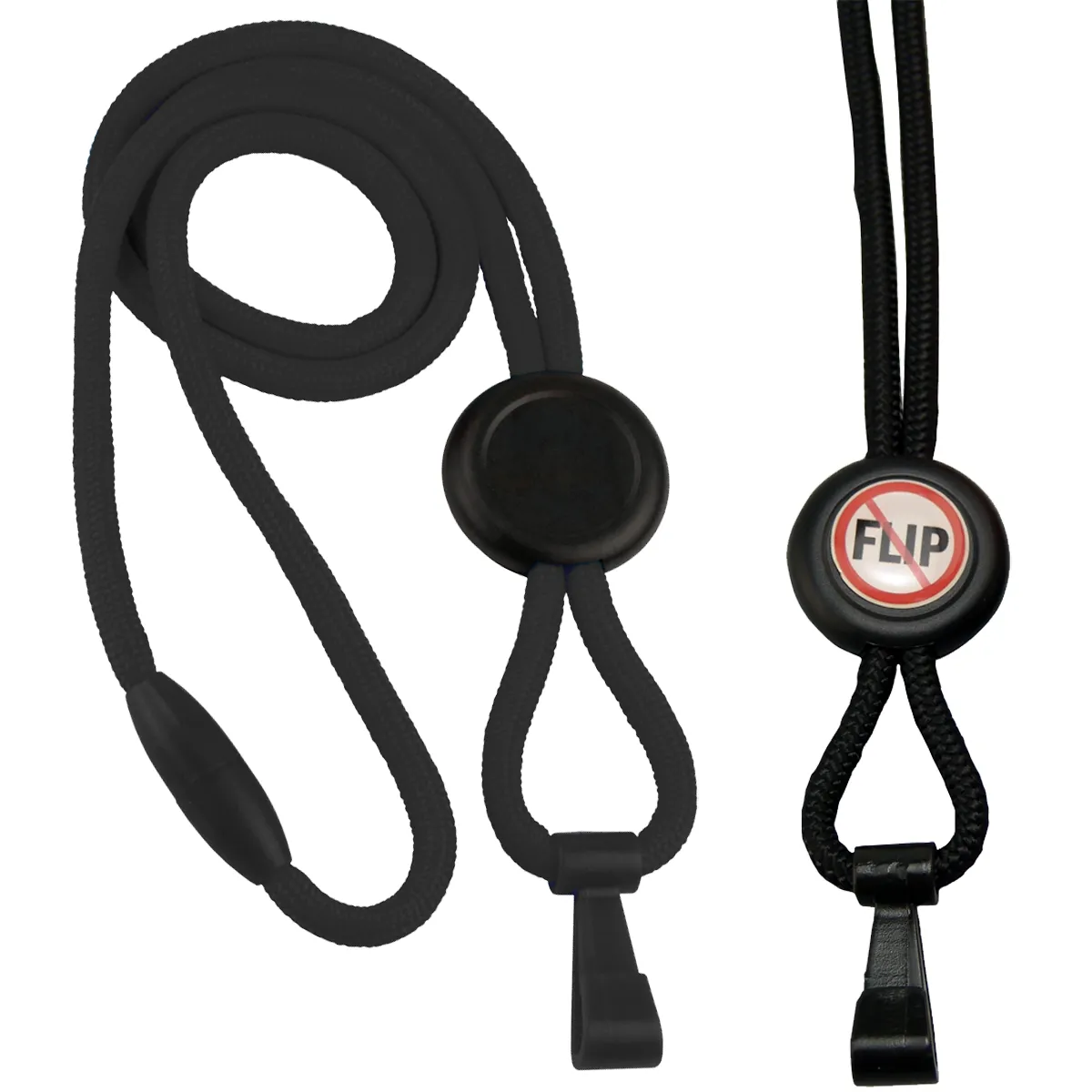 Custom Heavy Duty "No-Twist" Breakaway Black Lanyard with Slider (FF-34H-BLK)