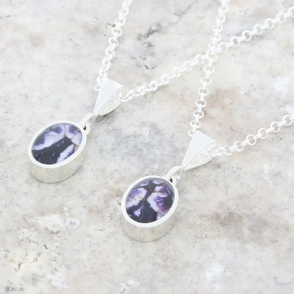 Derbyshire Blue John Small Oval Pendant And Chain