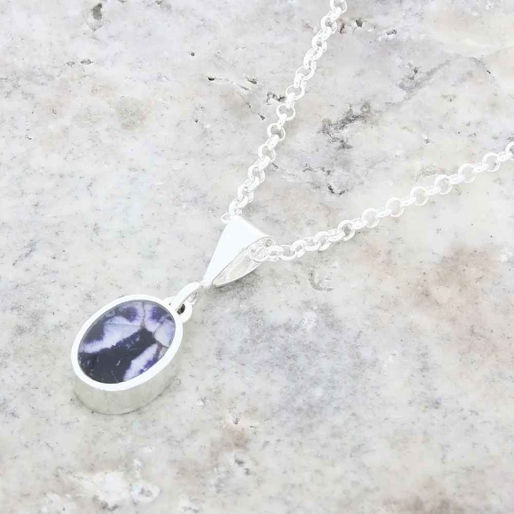 Derbyshire Blue John Small Oval Pendant And Chain