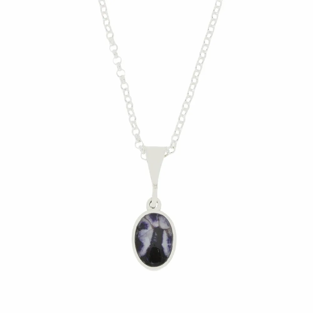 Derbyshire Blue John Small Oval Pendant And Chain