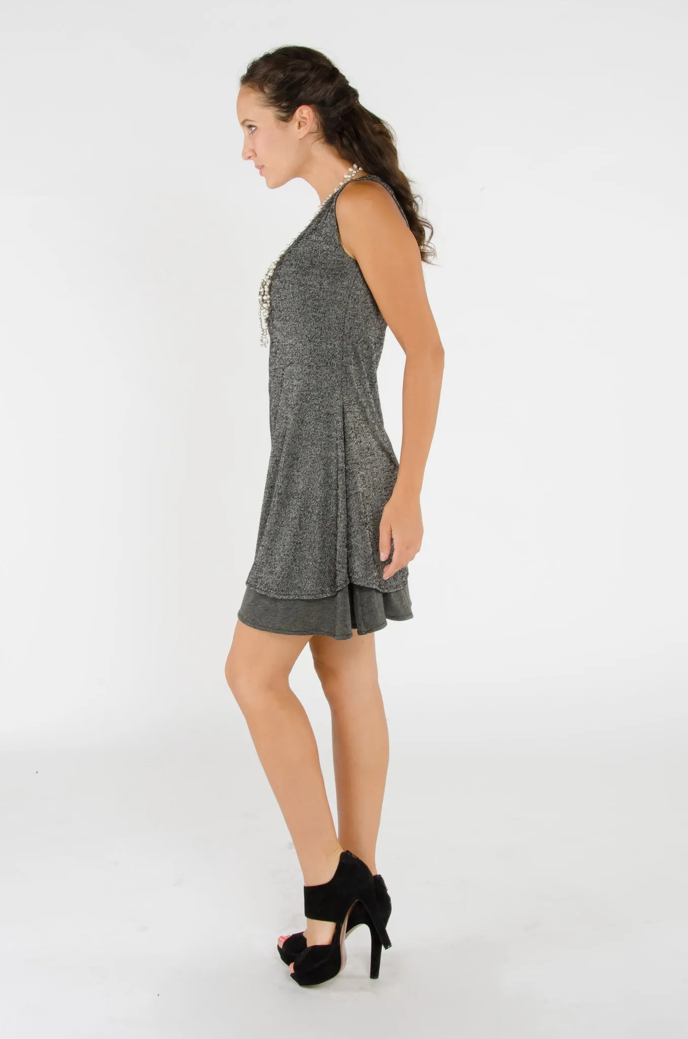 Double Layered Shift Dress - Grey