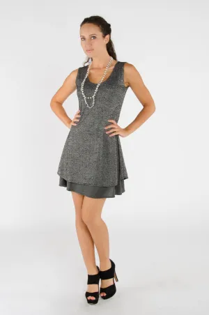 Double Layered Shift Dress - Grey