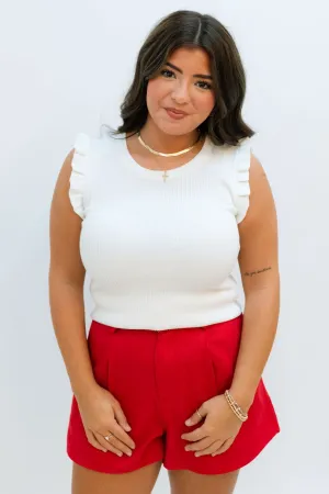 Evie Sleeveless Knit Top - White