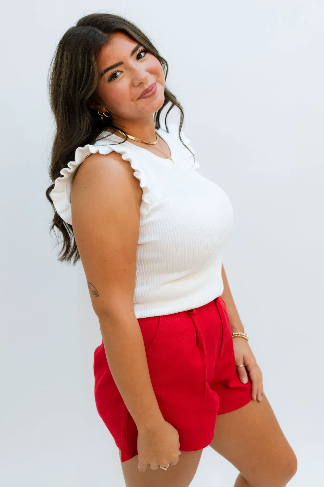Evie Sleeveless Knit Top - White