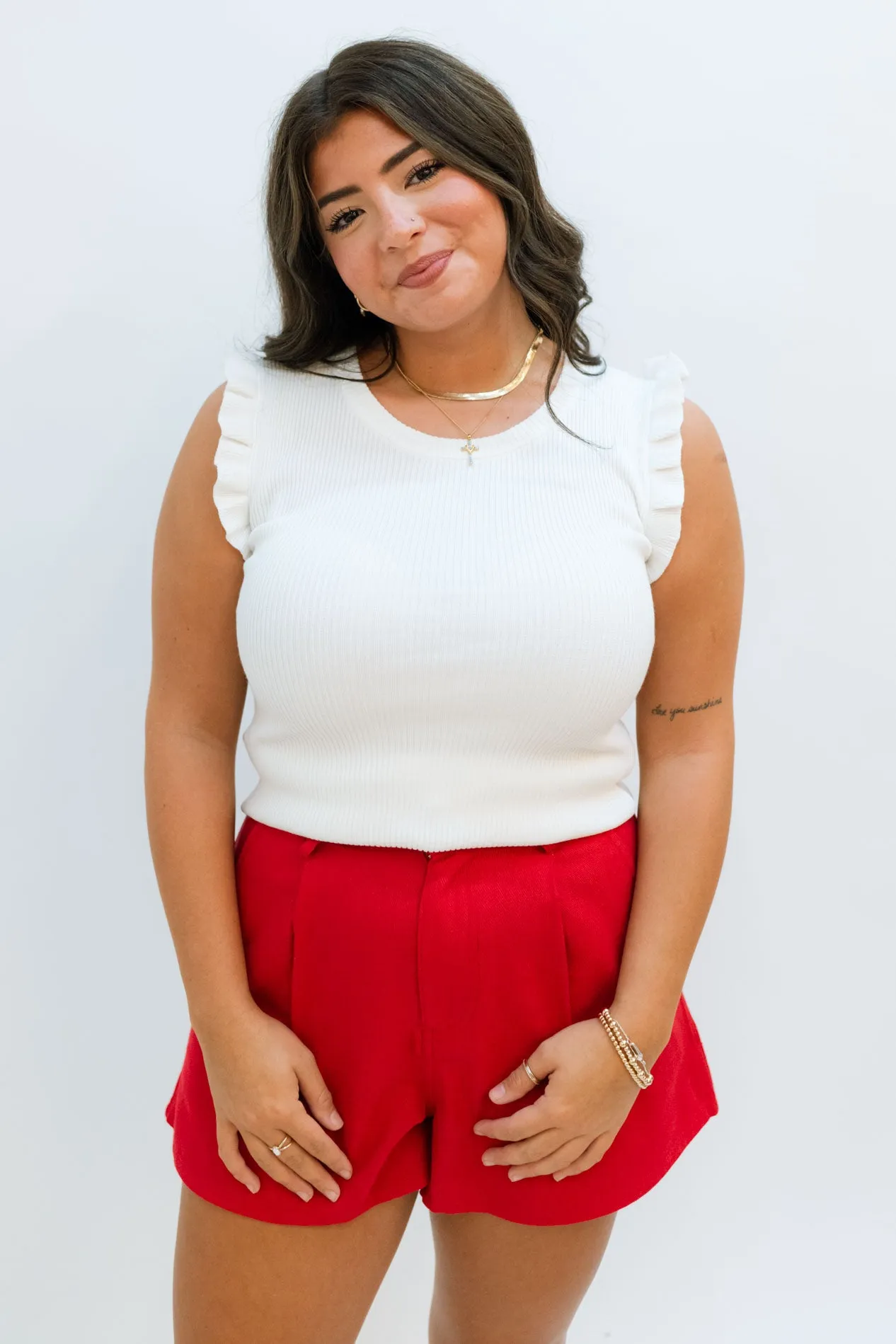 Evie Sleeveless Knit Top - White