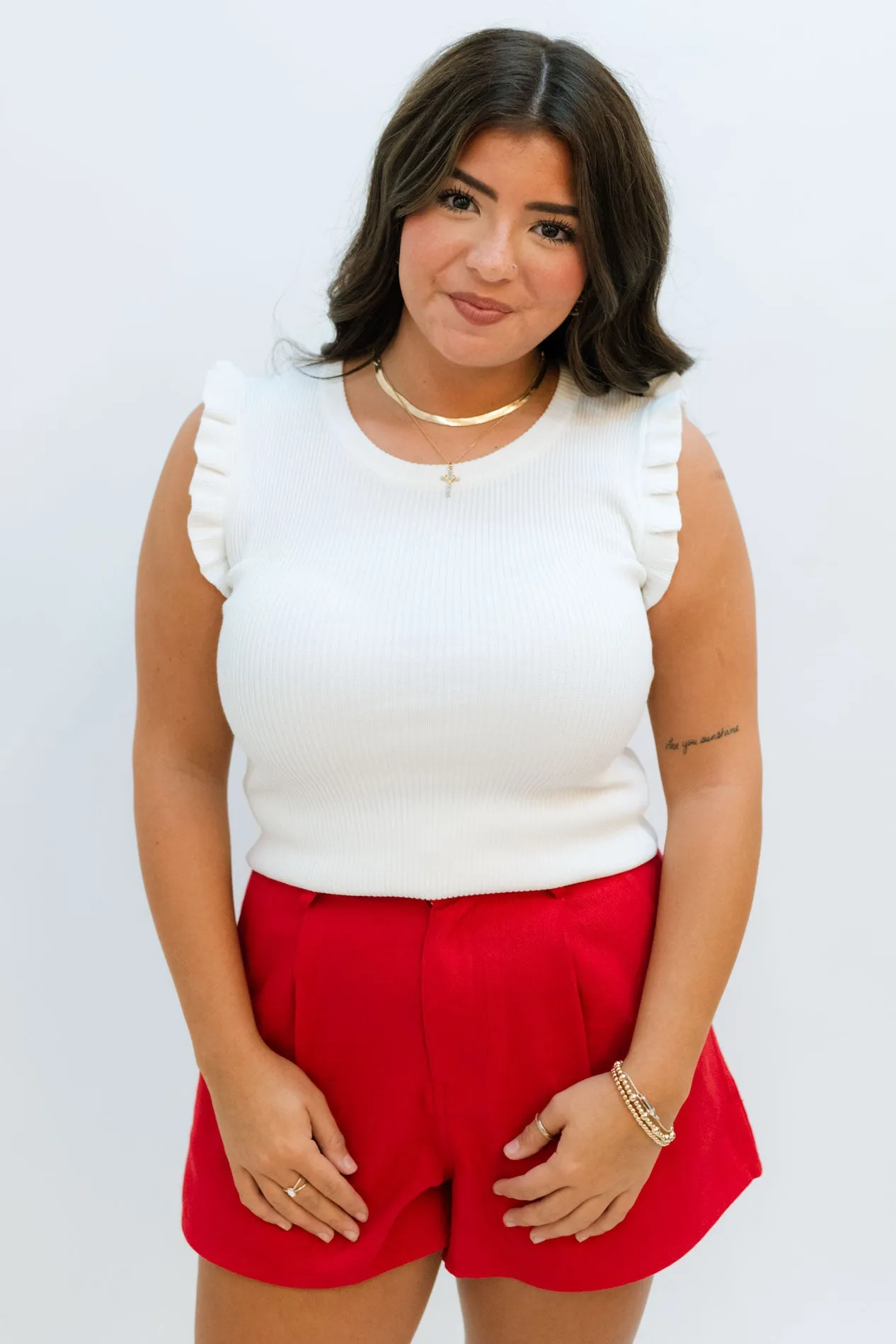 Evie Sleeveless Knit Top - White