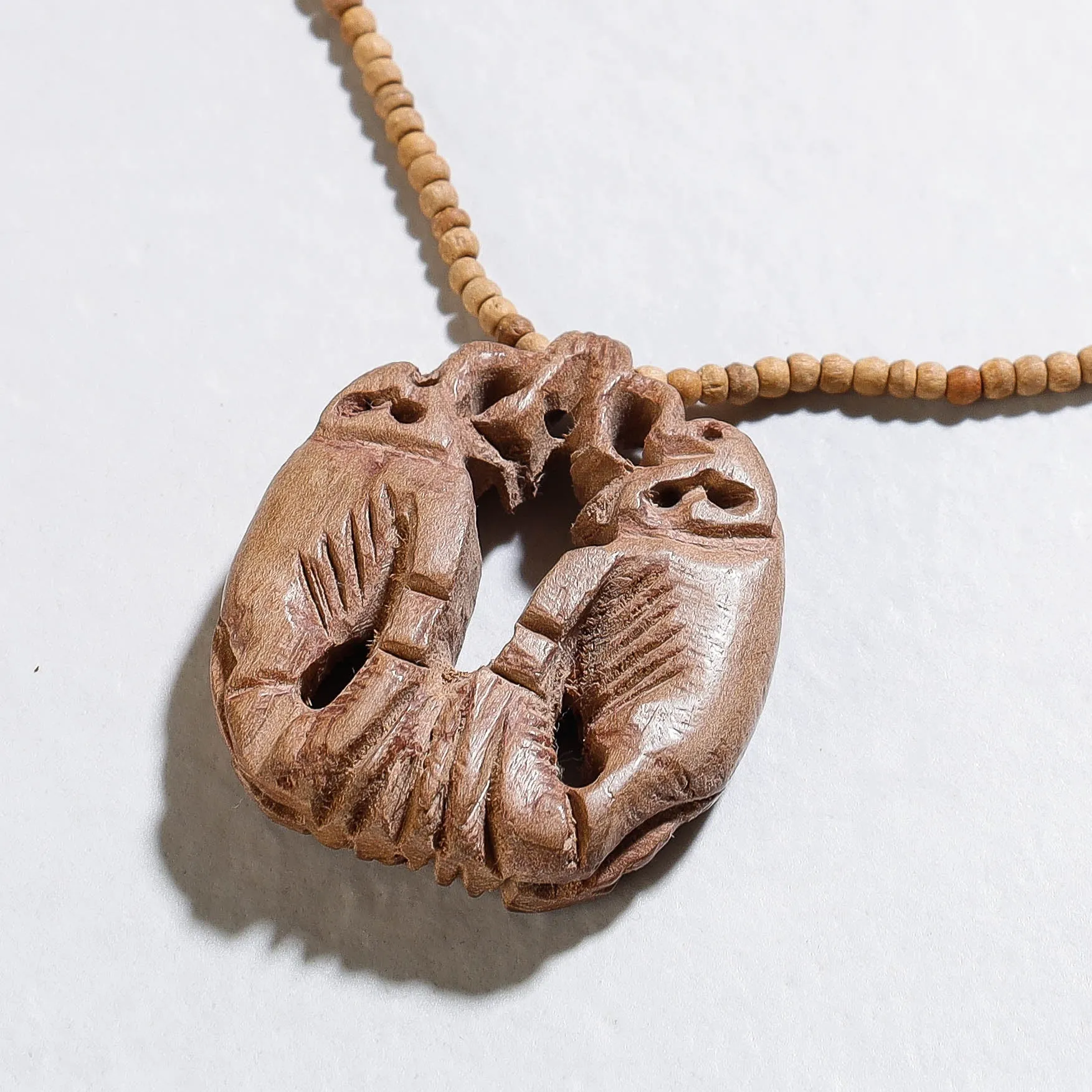 Fine Hand Carved Kadam Wooden Pendant Necklace