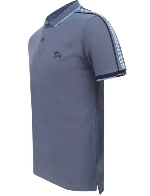 Finley Point 2 Cotton Piqué Polo Shirt with Tape Detail In Vintage Indigo - Tokyo Laundry