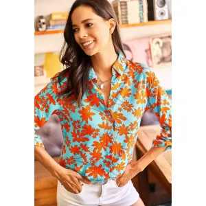 Floral Pattern Vintage Cotton Woman Blouse, White Blouse Vintage, Floral Pattern Blouse,Gift For Her,Collar Blouse,Cotton Blouse,Boho Blouse 3