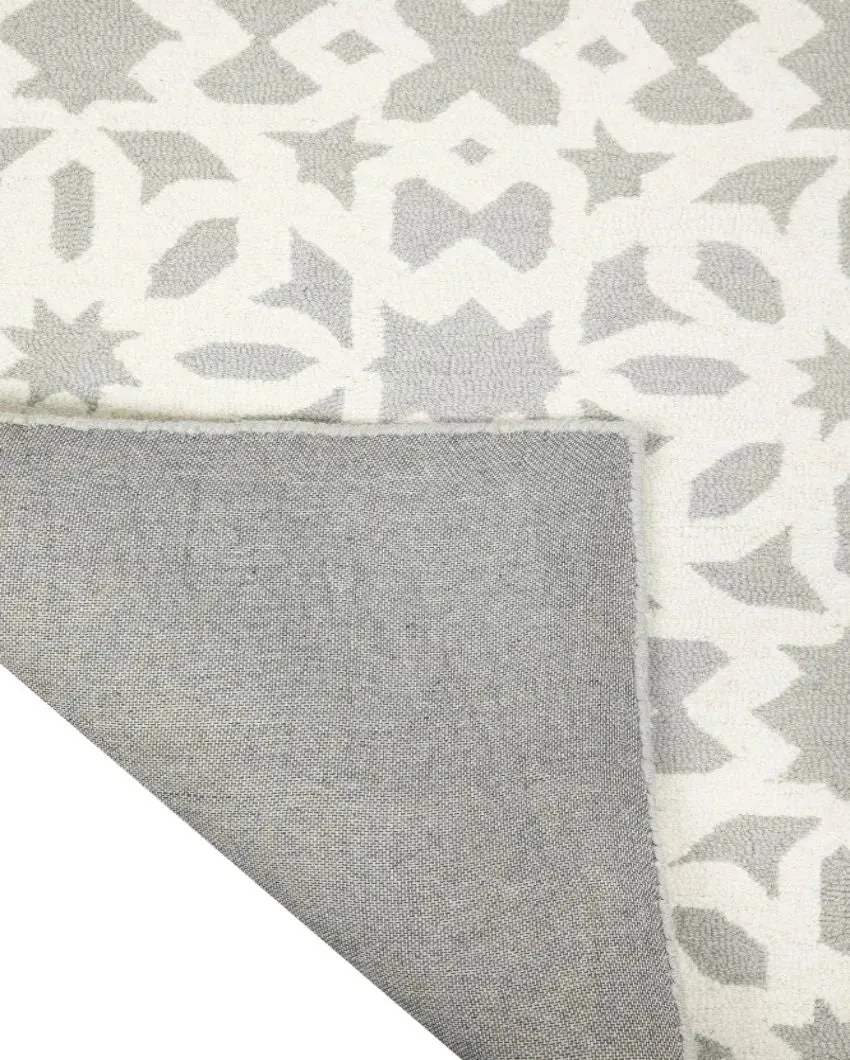 Geometric Hand Tufted Wool Carpet Trendy Design | Grey | 5 x 8 Feet