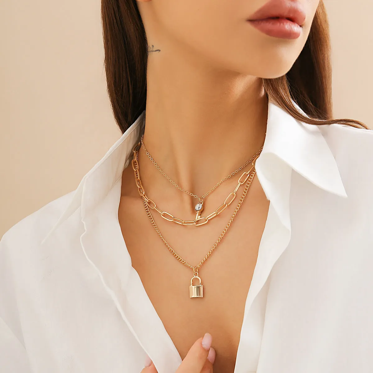 Geometric Lock Key Necklace from Vienna Verve Collection