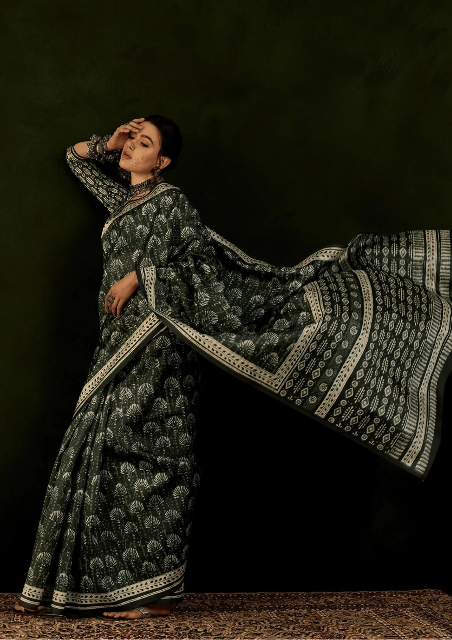 Green bhagalpuri silk saree