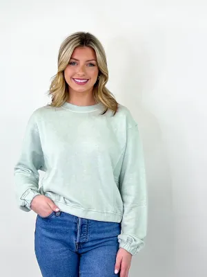 Heather - Elastic Waist Pullover Sweatshirt (Mint)