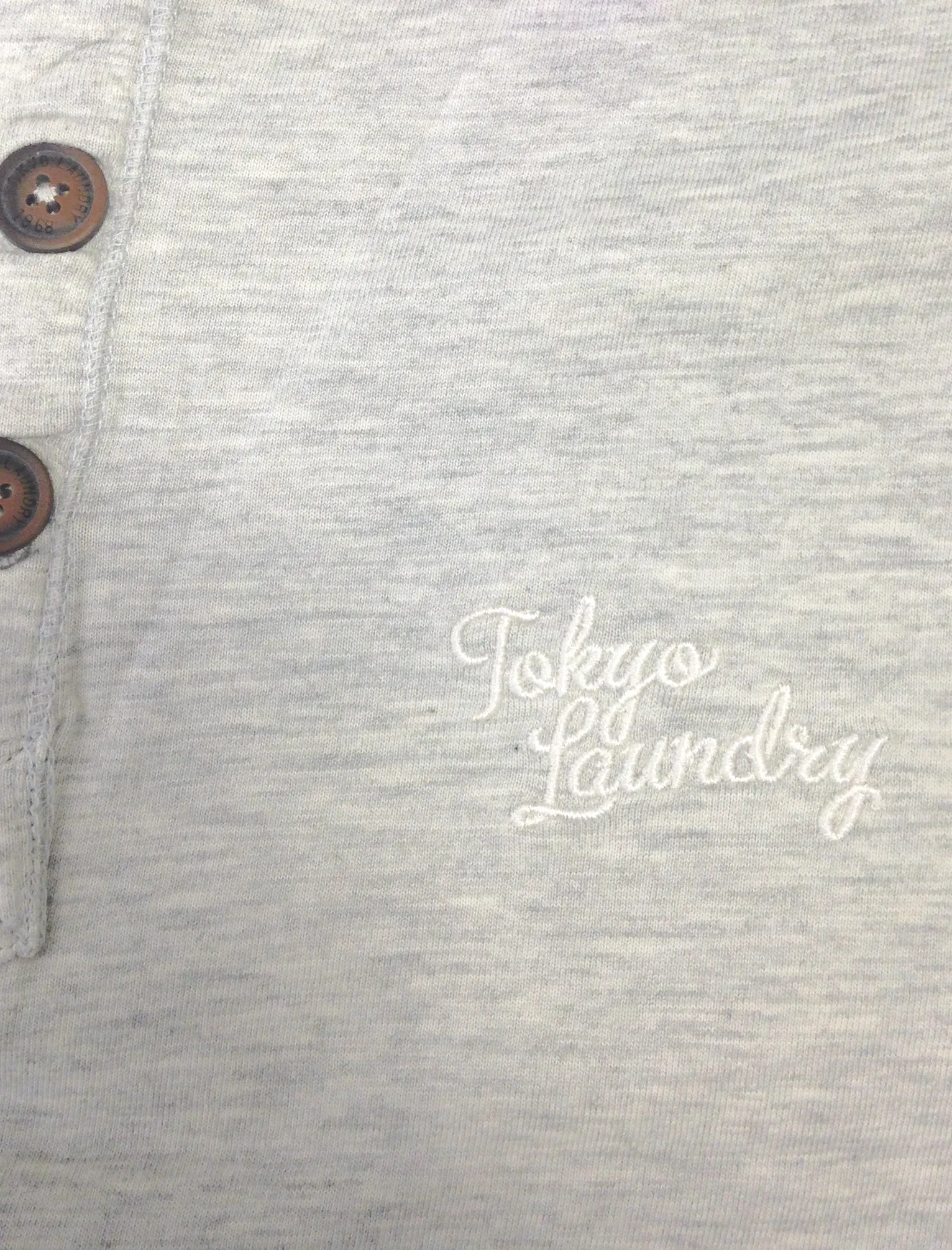 Henley Slub Long Sleeve Top in Oatgrey Marl - Tokyo Laundry