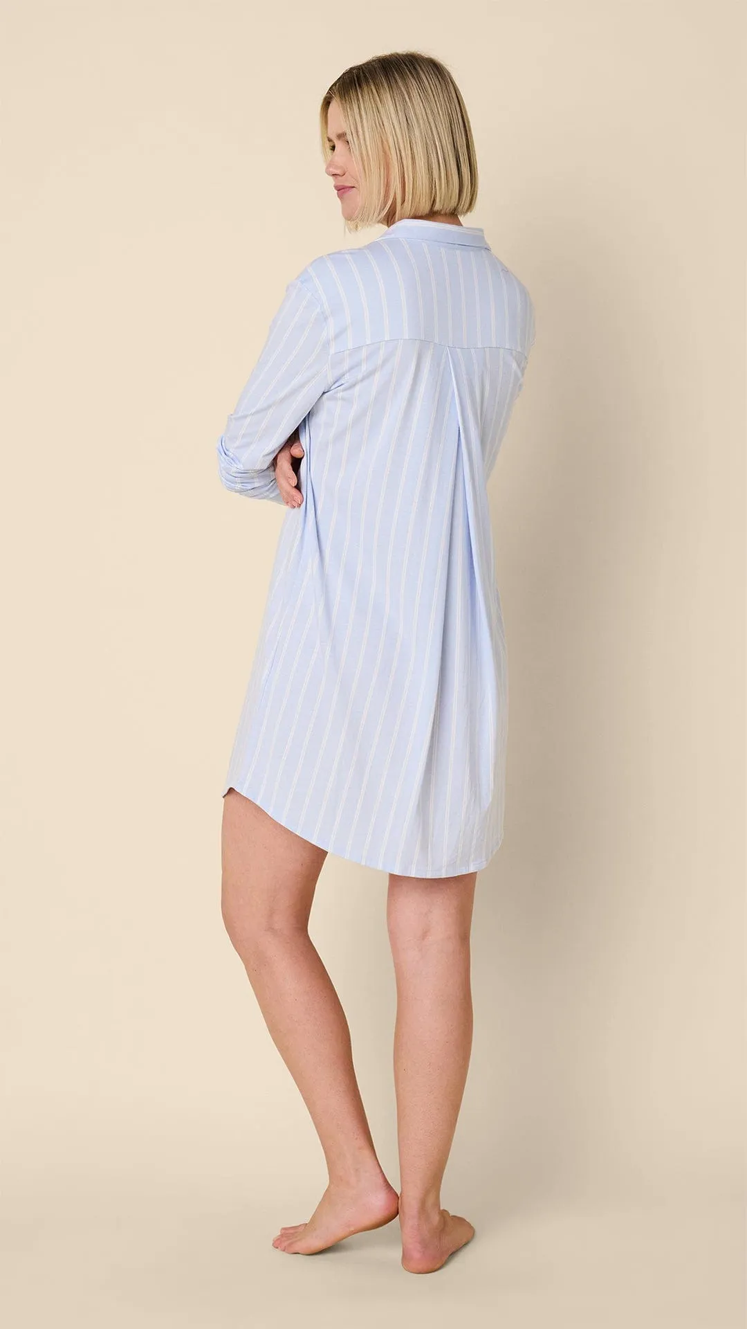Heritage Stripe Pima Knit Night Shirt - Blue