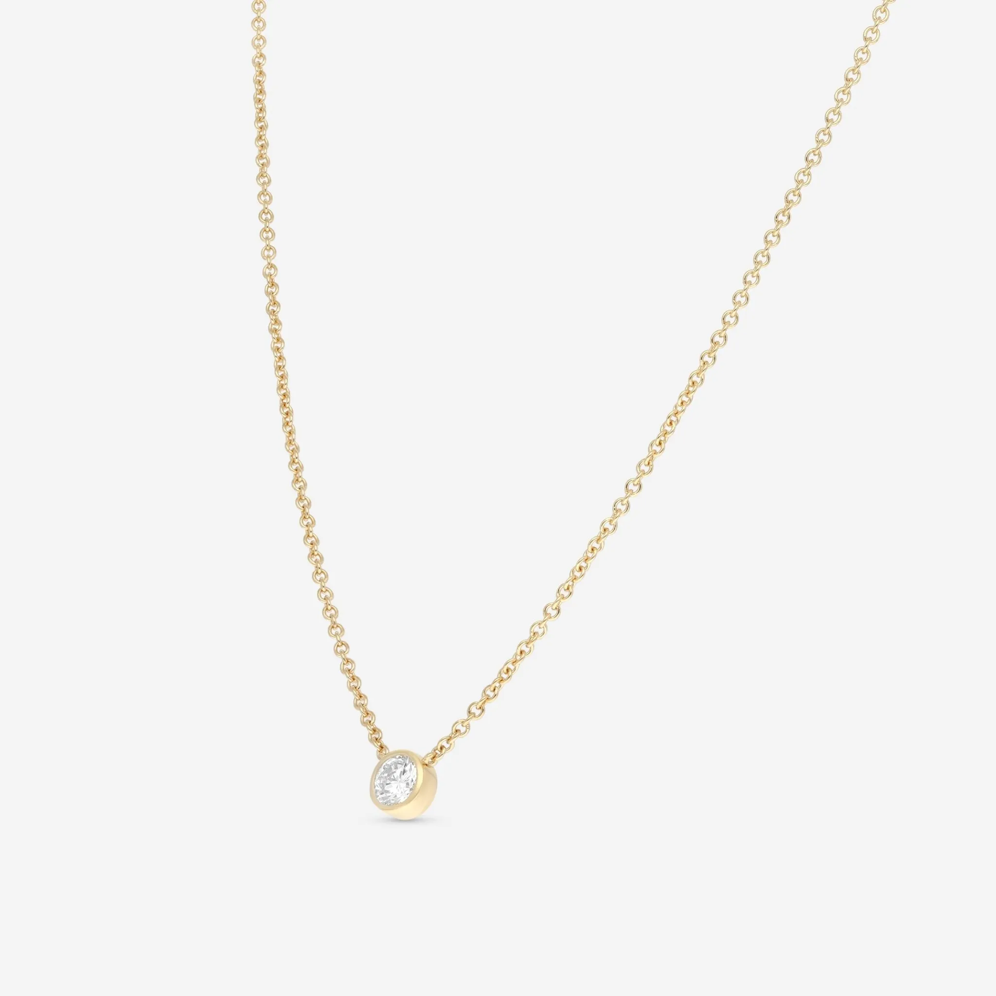 Ina Mar 18K Yellow Gold Bezel Set Diamond 0.55ct.tw. Solitaire Pendant 16" ANK-19303-Y