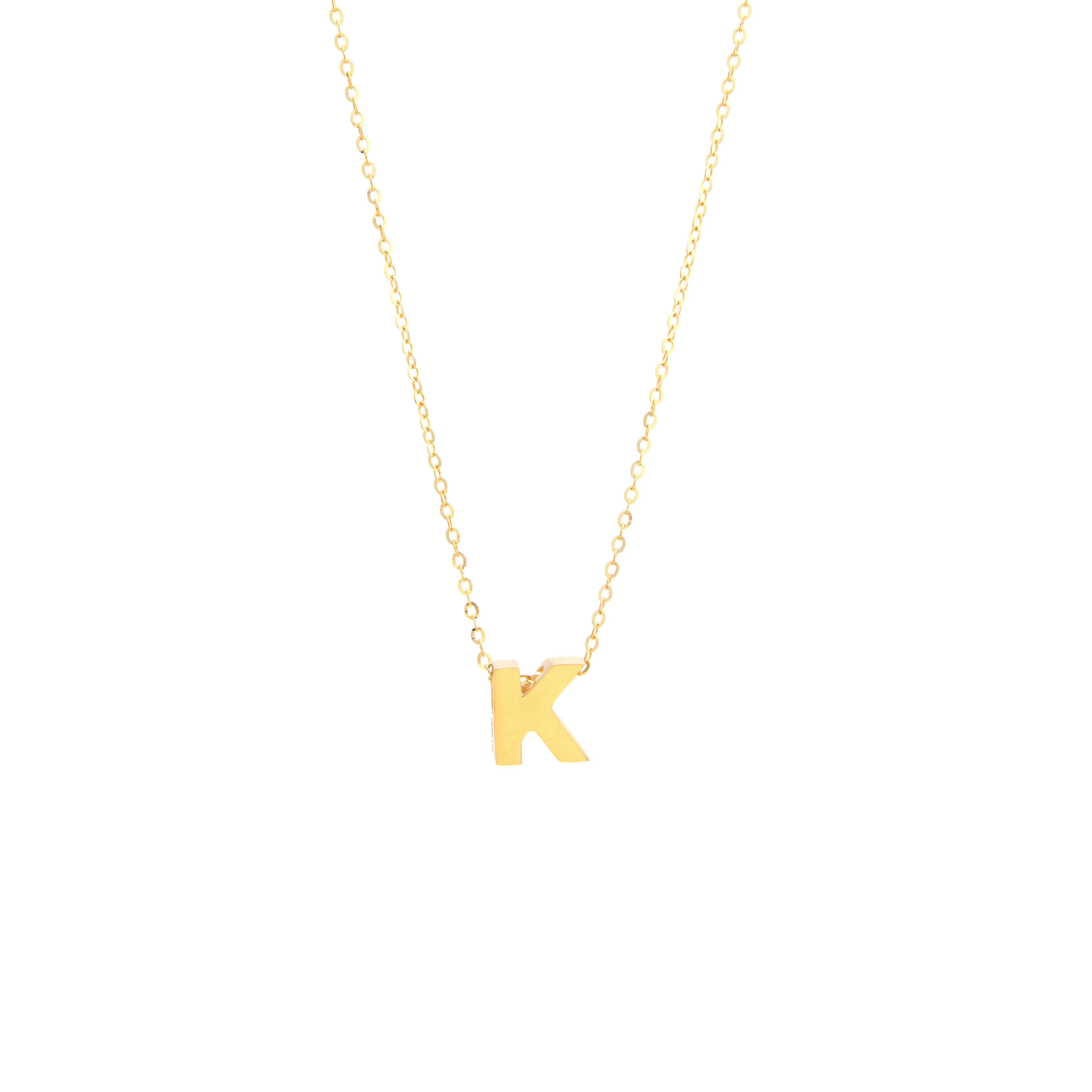 Initial K in 14k Yellow Gold Necklace