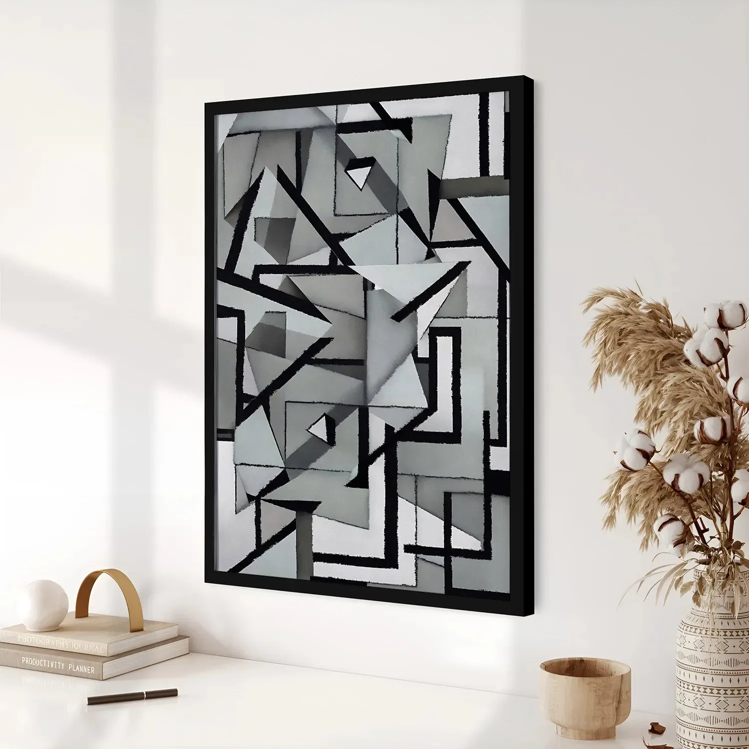 Irregular Triangles & Lines Grey Shade