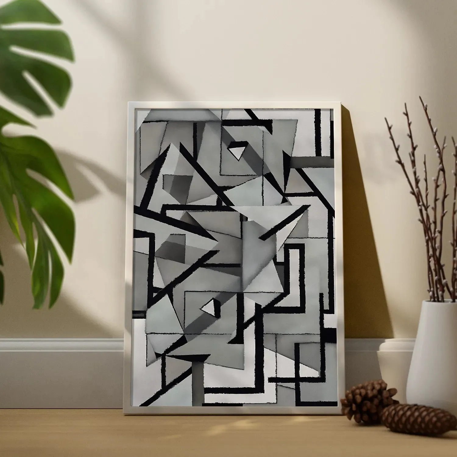 Irregular Triangles & Lines Grey Shade