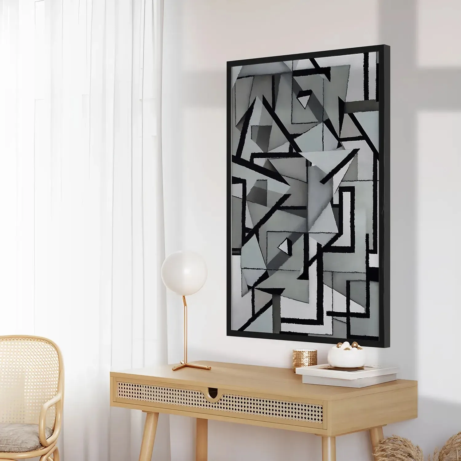 Irregular Triangles & Lines Grey Shade