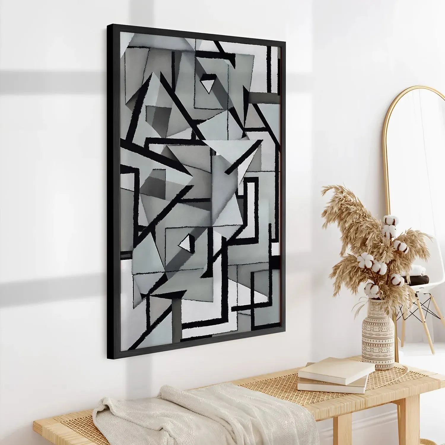 Irregular Triangles & Lines Grey Shade
