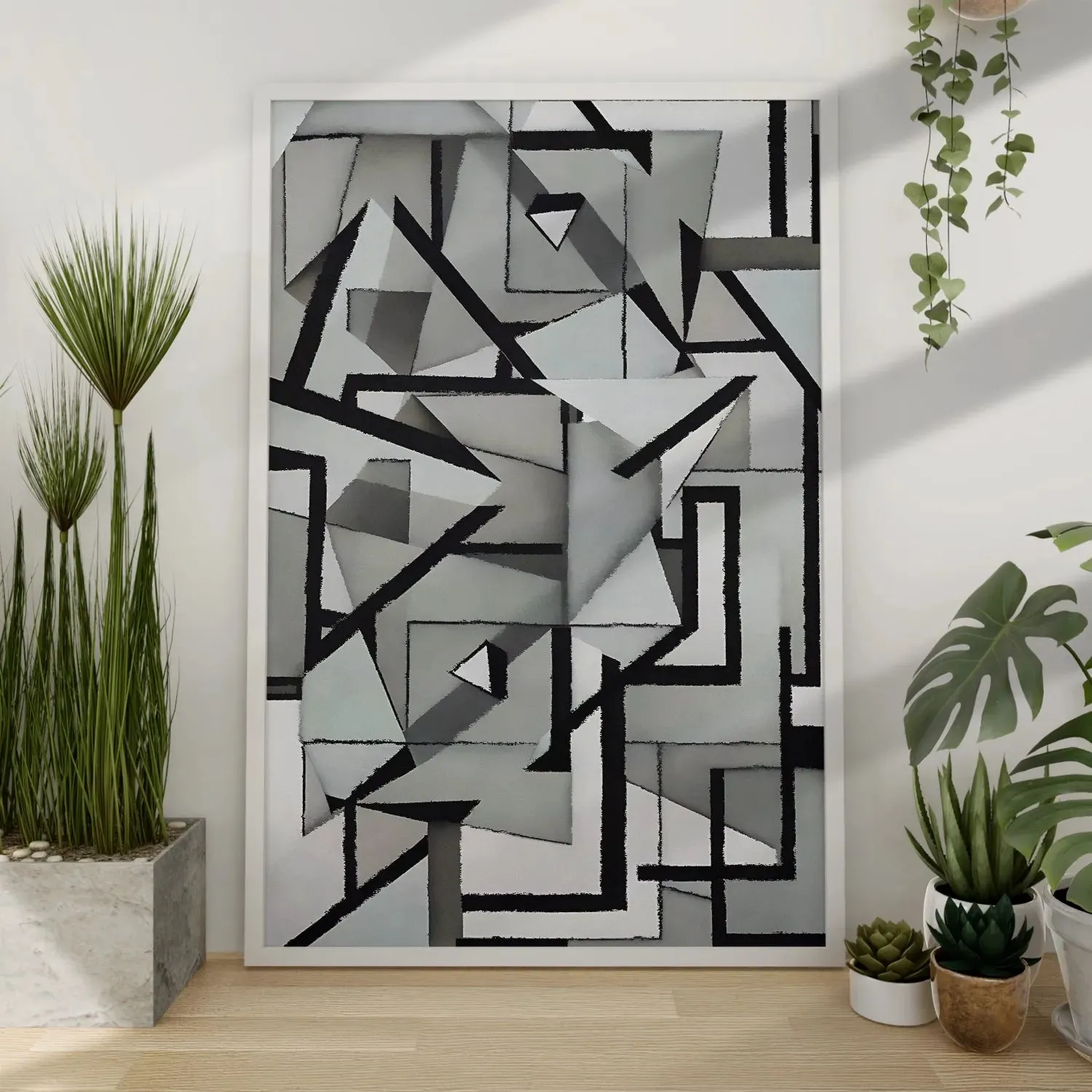 Irregular Triangles & Lines Grey Shade