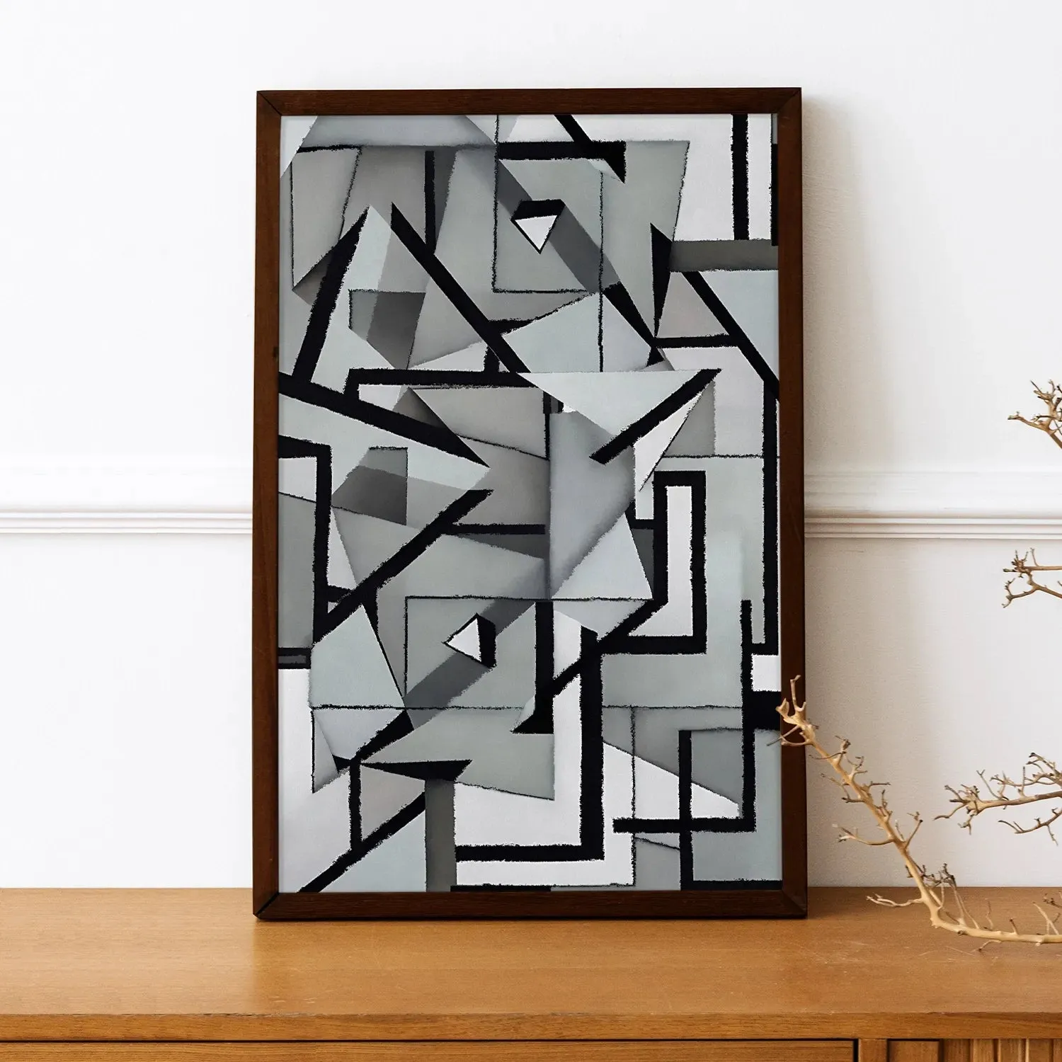 Irregular Triangles & Lines Grey Shade